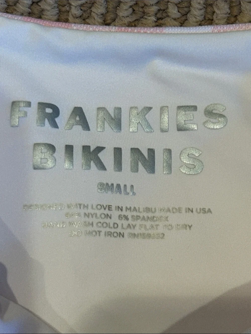 NWOT FRANKIES Bikinis cash one piece one shoulder in pink picnic gingham size S